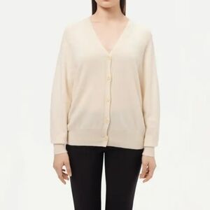 Club Monaco Small Oversized Italian Cotton Ivory Button Down Cardigan